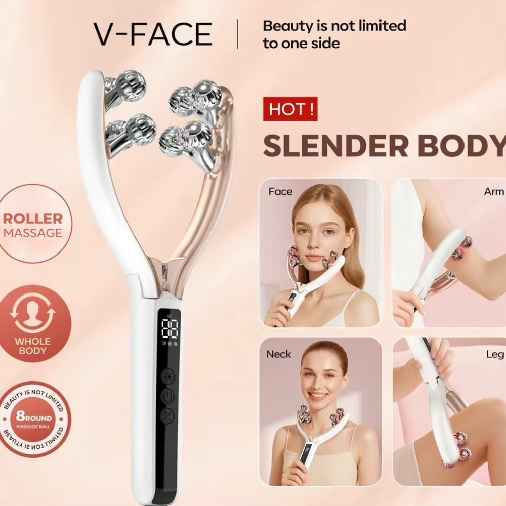 Facial & Scalp Massage Roller - White with Rose Gold Accents